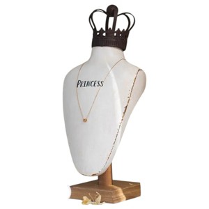 Slickblue Resin Neck Form Jewelry Holder with Metal Crown, 15 in Tall Tabletop Display, White and Brown - 1 of 4