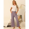 INSPIRE CHIC Women's Cotton Stretchy Elastic Waist Straight Wide-Leg Pajama Pants with Pockets - 3 of 4