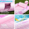 Jasonwell 85" x 57" Inflatable Tanning Pool Lounger Float with Pillow, 4-in-1 Sunbathing Bed, XL-Blushing Pink, Perfect for Adults & Pool Fun - 3 of 4