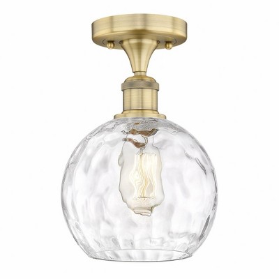 Athens Water Glass - 1 Light Semi-Flush Mount In Industrial Style-10.75 Inches Tall and 8 Inches Wide