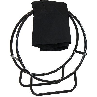 Sunnydaze Outdoor Heavy-Duty Steel Firewood Log Hoop Storage Rack with Weather-Resistant PVC Log Hoop Cover - 24" - Black