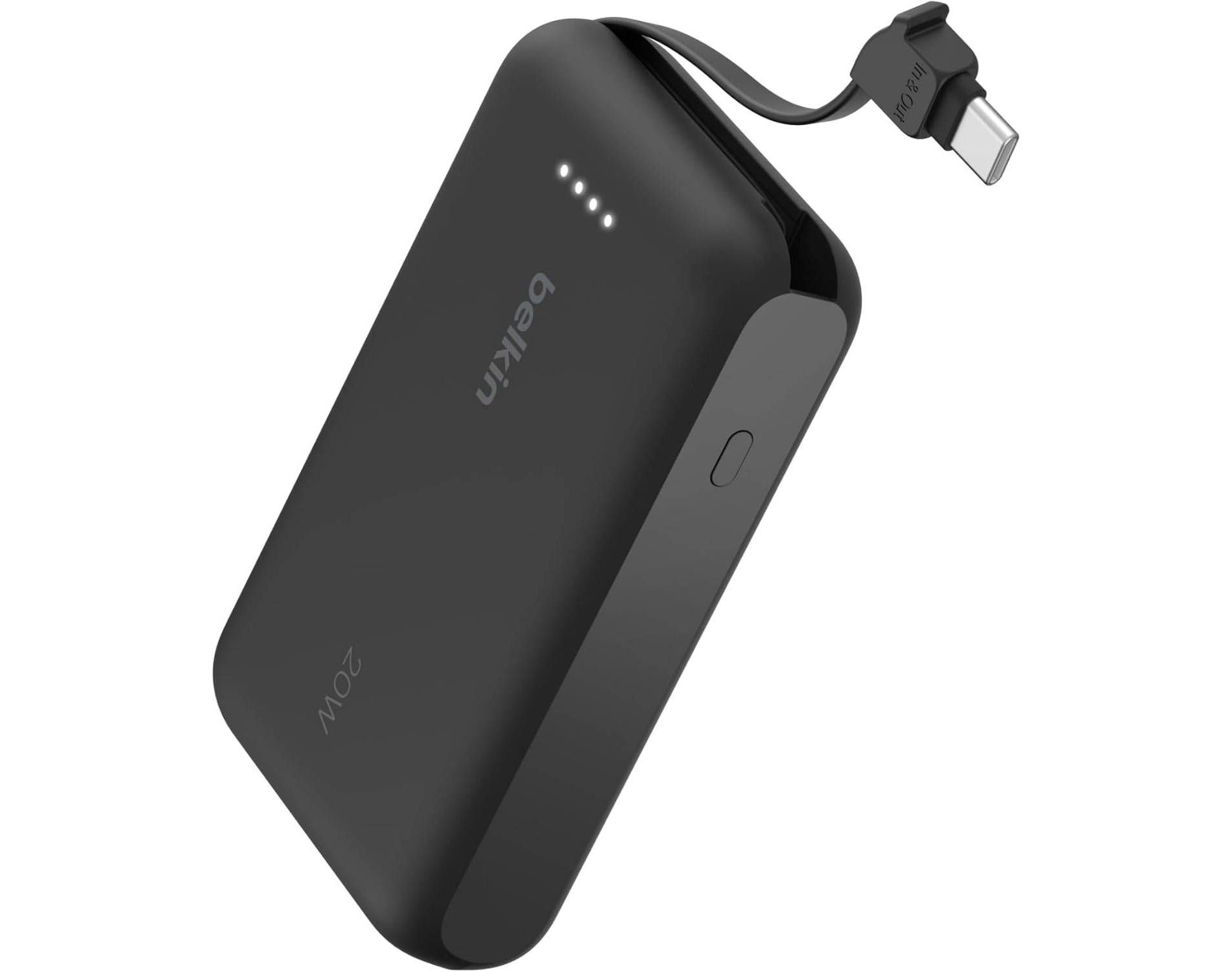 Belkin 1.75" 10000 mAh 20W Power Bank USB-C Cable & USB-C Port - Black