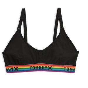 TomboyX Scoop Neck Bralette, Cotton Bra Convertible Straps, Wireless Low Impact - 1 of 4