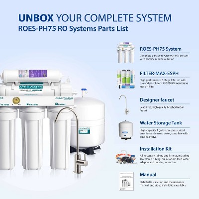APEC 75 GPD 6-Stage Alkaline Mineral Reverse Osmosis Water Filtration System