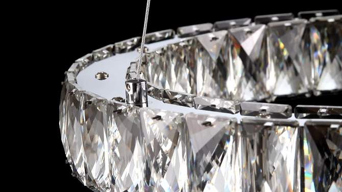 15.75&#34; Metal/Crystal Adjustable Reese Pendant (Includes Energy Efficient Light Bulb) Chrome - JONATHAN Y, 2 of 7, play video