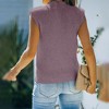 Women's Cap Sleeve Knit Pullover Sweater Crew Neck Tank Tops - 2 of 4