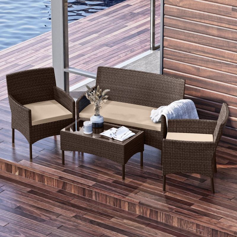 Nestl 4 Piece Wicker Patio Furniture Set - Outdoor Furniture Patio Set with Coffee Table, 1 of 7