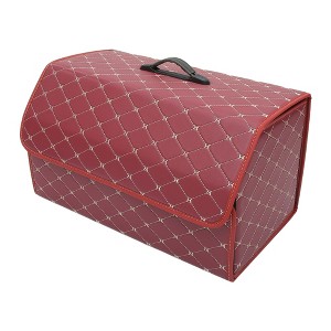 Unique Bargains PU Leather Car Storage Bag Trunk Organiser Waterproof Foldable Boot Bag with Handle for Truck SUV - 1 of 4