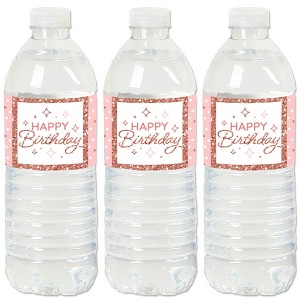 Big Dot of Happiness Pink Rose Gold Birthday - Happy Birthday Party Water Bottle Sticker Labels - Set of 20 - 1 of 4