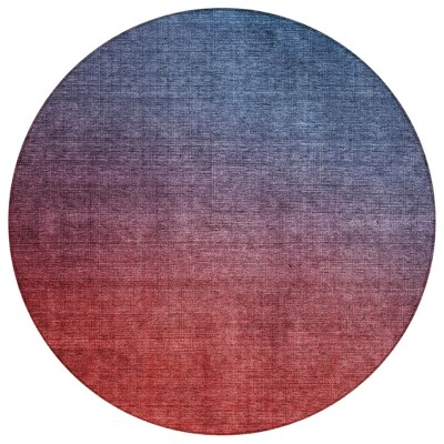 Navy Blue Red And Eggplant Ombre Washable Indoor Outdoor Area Rug