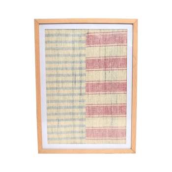 Storied Home Boho Handwoven Cotton Wall Art with Wood Frame and Plastic Cover