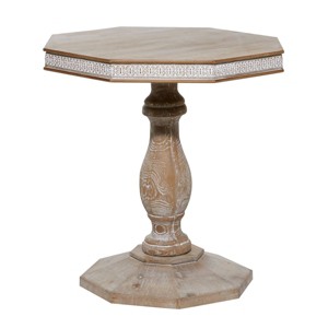 Farmhouse Whitewashed Wood Accent Table Brown - Olivia & May: Handcrafted, No Assembly Required - 1 of 4