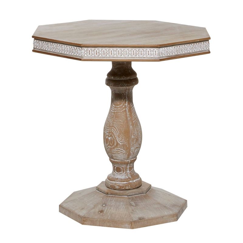 Farmhouse Whitewashed Wood Accent Table Brown - Olivia &#38; May, 1 of 9