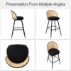 Bekrvio 29" Mid Century Modern Swivel Bar Stools Set of 2/3/4— w/Rattan Back, Boucle Upholstered & Metal Legs, Bar Chairs for Kitchen Counter - 4 of 4