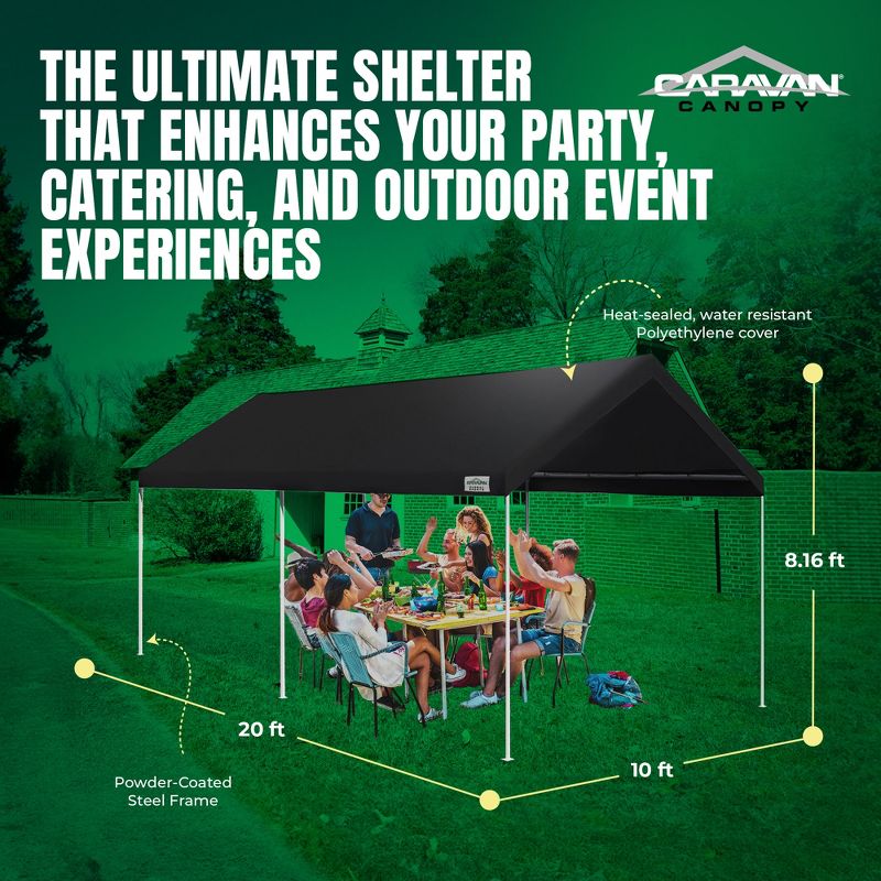 Caravan Canopy Domain 10 x 20 Foot Straight Leg Instant Canopy Tent Set, Black, 3 of 7