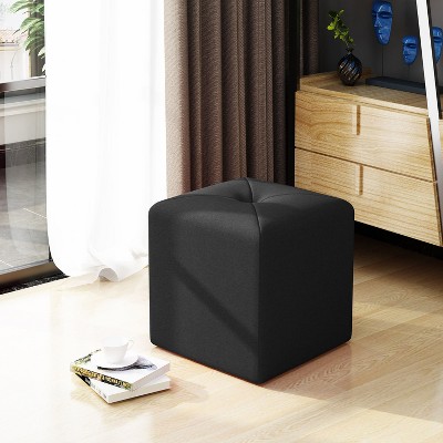 CAVINAS Simple Upholstered Square Cassella Cube Ottoman Chair,Small Ottoman Stool for Living Room,Bedroom