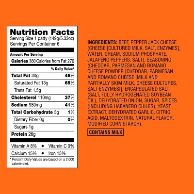 Queso Habanero Beef Patties - Frozen - 32oz/6ct - Good & Gather™