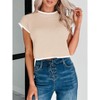 Clearlove Womens Summer Cropped Sweater Vest Trendy Cap Sleeve Crop Tops Crew Neck Loose Knit Tank Top - 2 of 4