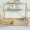KWPZQEB Floor Bed with Safety Guardrails for Kids, Montessori Bed with Tent-Shaped & Wood Slats, Floor Bed Frame for Girls and Boys - 2 of 4