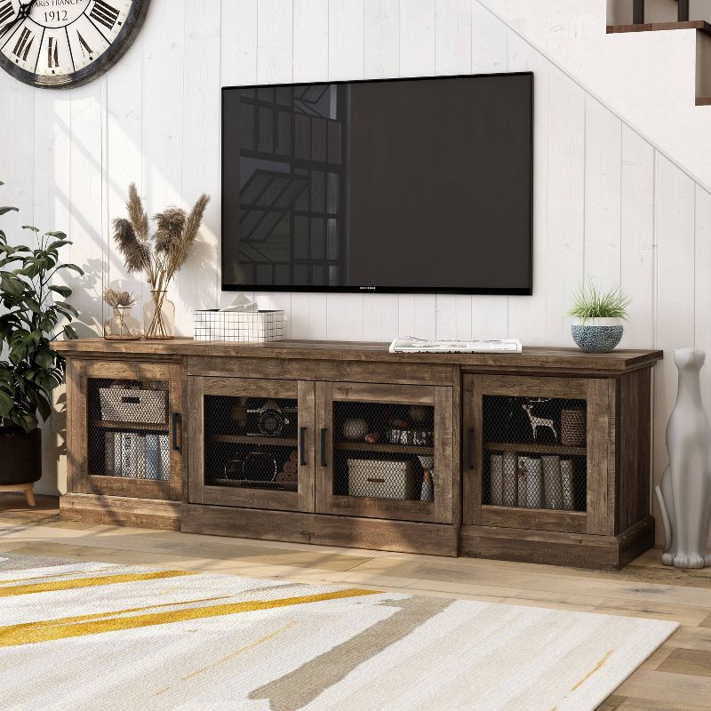 Sartell 4 Door TV Stand for TVs up to 75&#34; Reclaimed Oak - HOMES: Inside + Out, 3 of 9