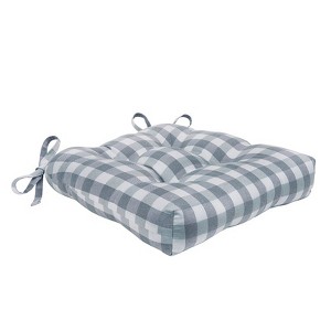 Kate Aurora Country Living Gingham Plaid Checkered Country Farmhouse Chair Cushion Pads - 1 of 3