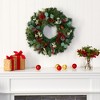 Nearly Natural 24-in Eucalyptus and Pine Artificial Wreath with Berries and Pine Cones - 3 of 3