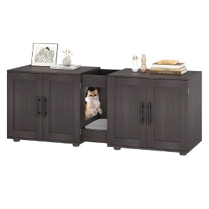 Litter Box Enclosure for 2 Cats, Cat House,Hidden Litter Box Enclosure Furniture,Wooden Enclosed Cat Litter Box Furniture,55”L x 17.7”W x 22.5”H - 1 of 4