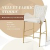 28.75inch Counter Height Bar Stools Set of 2, Bar Height Arm Chairs, Velvet Fabric Stools with Golden Legs and Footrests, White - 4 of 4
