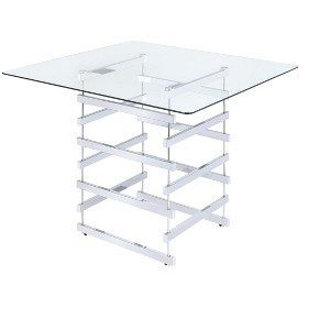 NicBex Dining Table 42" Modern Square Clear Glass Top Chrome Finish Counter Height Table for Dining Room - 1 of 4