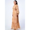 Slickblue Women's Ruffle Maxi Dress with V Neck, Self Belt & Cut-Out Sides, Yellow/Terracotta, Size S-L - 4 of 4