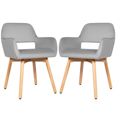 Costway Set of 2 Modern Accent Armchairs Velvet Fabric Leisure Chairs Club Guest Yellow\Blue\ Grey