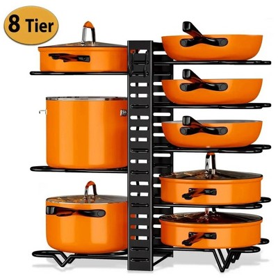 MaseiKar Pot Organizer Rack 8 Tiers Pots and Pans Organizer, Pot Lid Organizer for Kitchen Cabinet Cookware Organizers and Storage,Upgraded