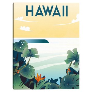18" x 24" Hawaii by Omar Escalante Canvas Art Print - Masterpiece Art Gallery: Tropical Botanicals, Teal Waters - 1 of 4