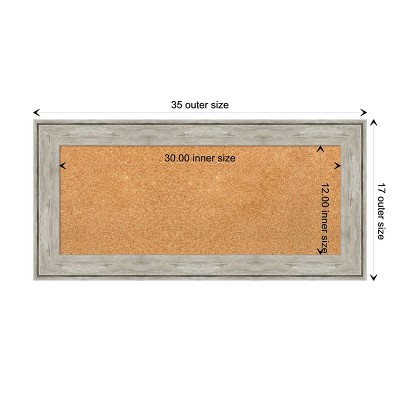 Natural Cork Board with Crackled Metallic Frame, 35" x 17"