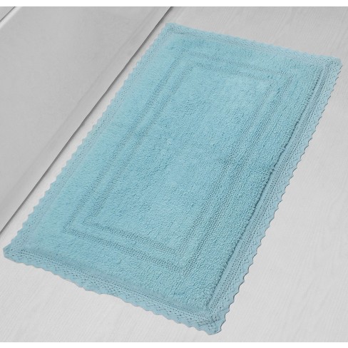 Set of 2 Opulent Collection Aqua Cotton Reversible Tufted Bath Rug Set -  Home Weavers