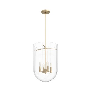 Hunter Fans 14" Sacha Ceiling Light Pendant Alturas Gold Finish - 4 Bulbs, Modern Design, Glamorous Clear Glass - 1 of 4