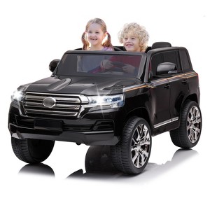 12V Ride on Truck Car, 2 Seat Electric SUV for Kids, 3 Speeds Ride on Vehicle Toy with Remote Control, Dual Motors, LED Lights, Black - 1 of 4