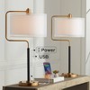 Possini Euro Design Carlyle 30 1/2" Tall Large Mid Century Modern Desk Lamps Set of 2 USB Port AC Power Outlet Gold Metal Home Office Charging - 2 of 4
