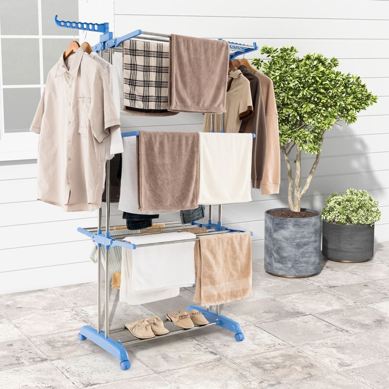 Costway 4-tier Folding Clothes Drying Rack with Rotatable Side Wings & Collapsible Shelves, 4 of 11