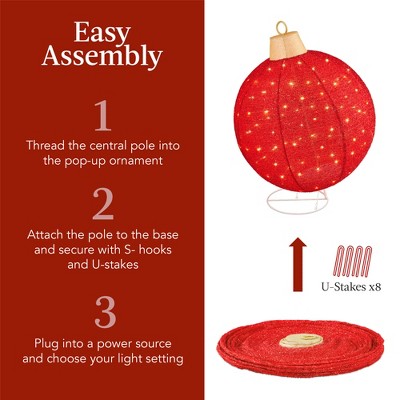 Set of 2 Red and White LED Lighted Christmas Ornaments