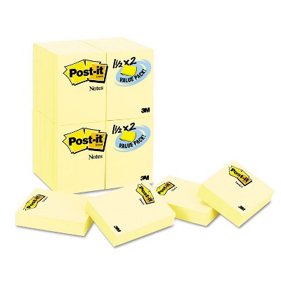 Post-it Original Pads in Canary Yellow 1 1/2 x 2 90-Sheet 24/Pack 65324VADB