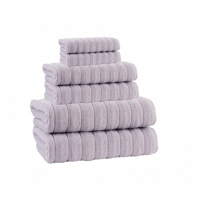 6pc Vague Turkish Cotton Bath Towel Set Silver - Enchante Home