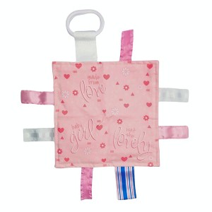 Baby Jack The Learning Lovey Girl Newborn Hospital Blanket Pink Tag Crinkle Square Toy 8" x 8" - 1 of 4