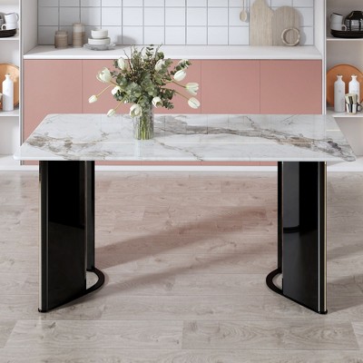 NicBex Dining Table 63" Modern Minimalist Rectangular Dining Table for Dining Room