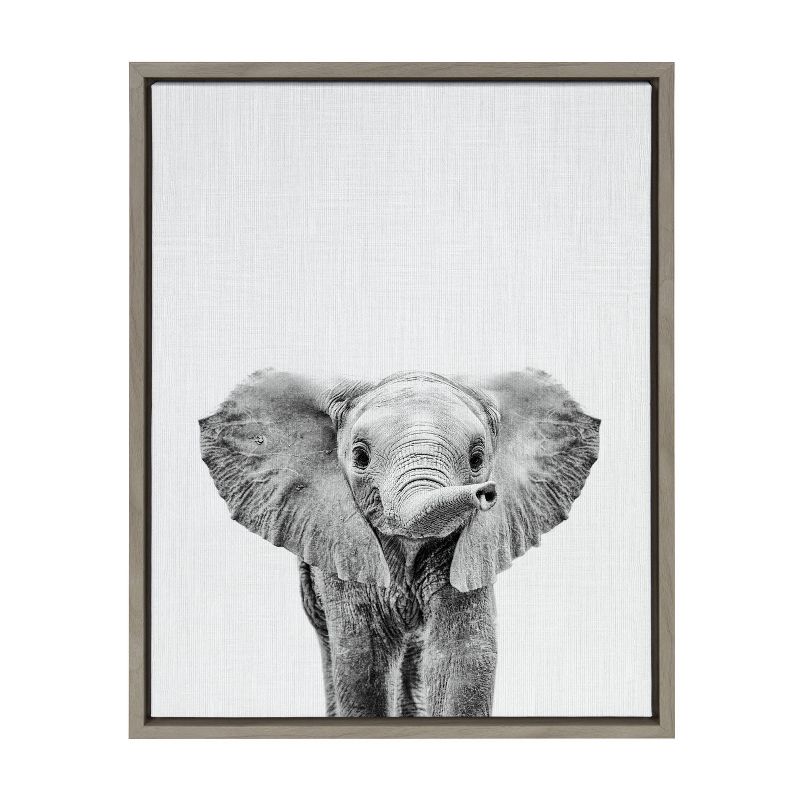 18" x 24" Sylvie Baby Elephant Framed Canvas by Simon Te - Kate & Laurel All Things Decor, 1 of 6