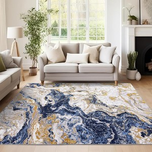Luxury Washable Rug - Abstract Marble Non-Slip Accent Rug for Living Room & Kitchen - 1 of 4