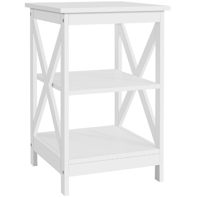 Yaheetech 3 Tier Wood End Table with Storage Shelves, X-Shape Frame SideTable for Living Room