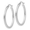 Black Bow Jewelry 2mm, 14k White Gold, Polished Square Tube Hoops, 30mm (1 1/8 Inch) - 2 of 4