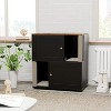 Wooden Double Cat Litter Box Enclosure Furniture, Two-Unit Hidden Litter Cabinet, Farmhouse Indoor Cat Cabinet with Scratching Mat, for Home - 2 of 4