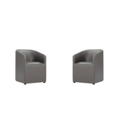 Set of 2 Anna Modern Round Faux Leather Dining Armchairs - Manhattan Comfort